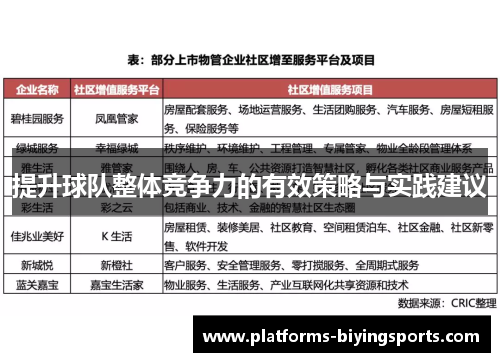 提升球队整体竞争力的有效策略与实践建议